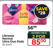 Libresse Normal Ultra Duo Pads-For 2 x 20 Pack