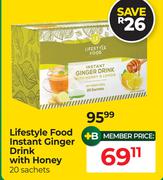 Lifestyle Food Instant Ginger Drink With Honey-20 Sachets