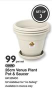 Addis 26cm Venus Plant Pot & Saucer 3 Set 84152MOC-Per Set