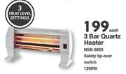 Elements 3 Bar Quartz Heater NSB-2820-Each