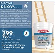 Plascon Super Acrylic Polvin For Walls & Ceilings White EPL30/TAP1000-5Ltr