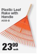 Plastic Leaf Rake With Handle A038-B-Each