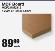 MDF Board MDF2.5IM2412-2.4m x 1.2m x 2.5mm