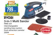 Ryobi 200W 3 In 1 Multi Sander RMS-231 Including Carry Case & Accessories-Each