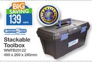 Worksman Stackable Toolbox 490 x 260 x 240mm WMTB20122-Each