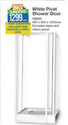 White Pivot Shower Door 800 x 900 x 1850mm-Each Includes Tape Measure & Spirit Level