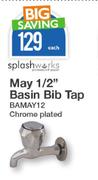 Splash Works May 1/2" Basin Bib Tap Chrome Plated BAMAY12-Each