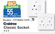 Crabtree Classic Socket 4 X 4 Single CT18060-101P-Each