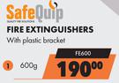 SafeQuip 600g Fire Extinguishers With Plastic Bracket FE600