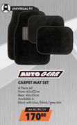 Auto Gear Carpet Mat Set (4 Piece Set) MA-BE/BK/GY