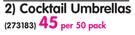 Cocktail Umbrellas-Per 50 Pack