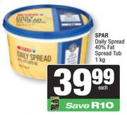 Spar Daily Spread 40% Fat Spread Tub-1Kg