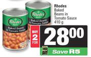 Rhodes Baked Beans In Tomato Sauce-For 2 x 410g