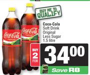 Coca-Cola Soft Drink (Original Less Sugar)-For 2 x 1.5Ltr