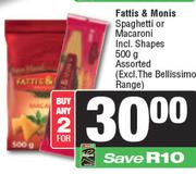 Fattis & Monis Spaghetti Or Macaroni Incl. Shapes Assorted-For Any 2 x 500g 