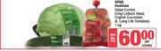 Spar Freshline Salad Combo Crisp Lettuce Head,English Cucumber & Long Life Tomatoes 1Kg-For All