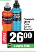 Powerade Sports Drink Assorted-For 2 x 500ml