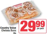 Country Value Chelsea Buns-6s Per Pack
