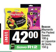 Beacon Maynards Pre Packed Sweets 100g Or Liquorice All Sorts 150g-For Any 2
