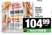 Simply Chicken Viennas Assorted-1Kg
