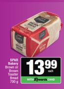 Spar Bakery Brown Or Brown Toaster Bread-700g