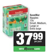 SaveMor Nappies Small, Medium, Large Or Extra Large-15s Per Pack
