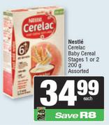 Nestle Cerelac Baby Cereal Stages 1 Or 2 Assorted-200g