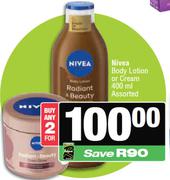 Nivea Body Lotion Or Cream Assorted-For 2 x 400ml