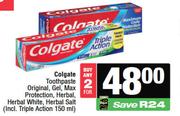 Colgate Toothpaste Original,Gel,Max Protection,Herbal,Herbal White,Herbal Salt-For Any 2