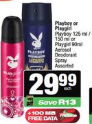 Playboy Or Playgirl Playboy 125ml/150ml Or Playgirl 90ml Aerosol Deodorant Spray