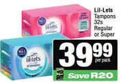 Lil-Lets Tampons Regular Or Super-32s Per Pack