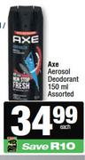 Axe Aerosol Deodorant Assorted-150ml