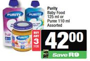 Purity Baby Food 125ml Or Puree 110ml-For Any 3
