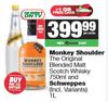 Monkey Shoulder The original Blended Malt Scotch Whisky 750ml & Schweppes (Incl Variants) 1L-Per Com