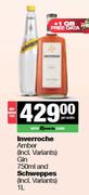Inverroche Amber Gin 750ml & Schweppes 1L-Both For