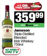 Jameson Triple Distilled Blended Irish Whisky-750ml