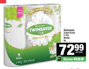 Twinsaver Toilet Rolls 2 Ply White-9s Per Pack