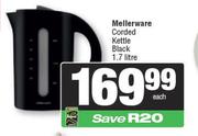 Mellerware Corded Kettle Black 1.7L