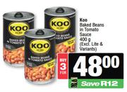 Koo Baked Beans In Tomato Sauce-For 3 x 400g