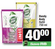 Handy Andy Refill-For 2 x 750ml