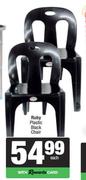 Ruby Plastic Black Chair-Each