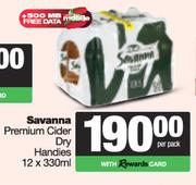 Savanna Premium Cider Dry Handies-12 x 330ml Per Pack