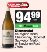 Diemersdal Sauvignon Blanc,Chardonnay,Cabernet Sauvignon Merlot Or Sauvignon Rose-750ml Each