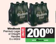 Windhoek Premium Lager Or Draught Handies-For 2 x 6 x 440ml