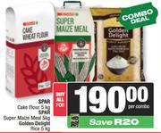 Spar Cake Flour 5Kg Spar Super Maize Meal 5Kg Golden Delight Rice 5Kg-For All