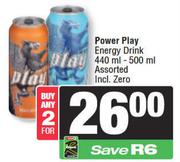 Power Play Energy Drink Assorted-For 2 x 440ml-500ml