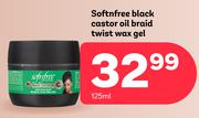 Softnfree Black Castor Oil Braid Twist Wax Gel-125ml