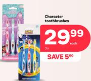 Character Toothbrushes-3s Pack Each