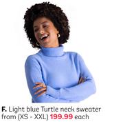 Light Blue Turtle Neck Sweater From (XS-XXL)-Each