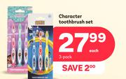 Character Toothbrush Set-3 Pack Each